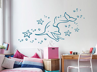 Wandtattoo Delphin unter Wasser