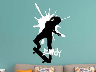 Wandtattoo Skater Girl mit Wunschname