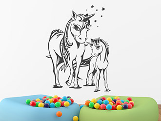 Wandtattoo Kleines Einhorn mit Mama | Bild 4