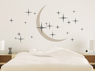 Wandtattoo Zweifarbiger Sternenhimmel mit Mond