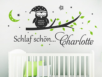 Wandtattoo Schlaf schön Eule mit Name