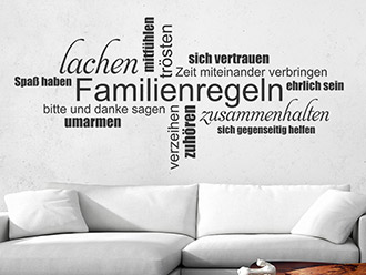 Wandtattoo Familienregeln Wortwolke