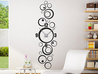 Wandtattoo Uhr Retro Kreise