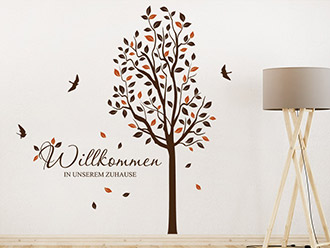 Wandtattoo Baum Willkommen Zuhause