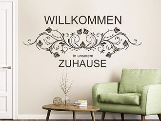 Wandtattoo Willkommen in unserem Zuhause