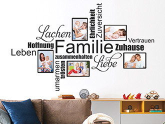Wandtattoo Fotorahmen Wortwolke Familie