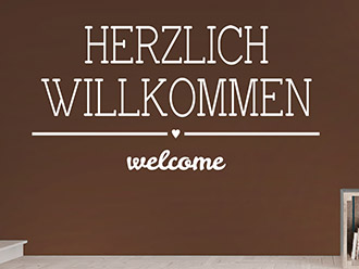 A346 Wandtattoo ‚Herzlich Willkommen‘ – Selbstklebend, In Schwarz, 94x60 Cm