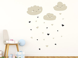 Wandtattoo Wolken mit Herzen