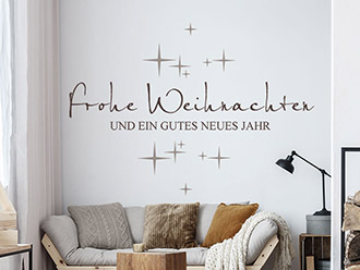 Wandtattoo Frohe Weihnachten mit Sternenhimmel