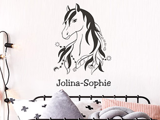 Wandtattoo Indianerpony mit Name