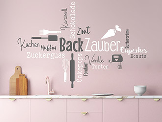 Wandtattoo Wortwolke Backzauber