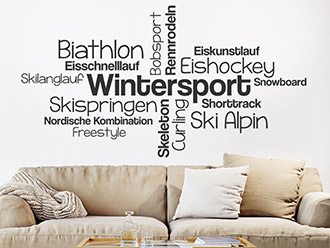 Wandtattoo Wortwolke Wintersport