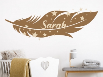 Wandtattoo Feder mit Wunschname
