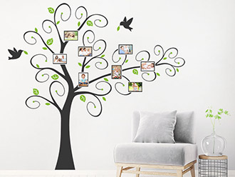 Wandtattoo Verspielter Baum mit Fotorahmen