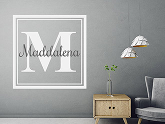 Wandtattoo Name Monogramm eckig