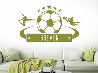 Wandtattoo Fußball mit Ortsname