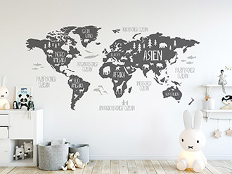 Wandtattoo Weltkarte für Kinder