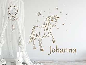 Wandtattoo Verzaubertes Pony mit Wunschname