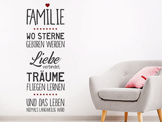 Wandtattoo Familie wo Sterne geboren werden