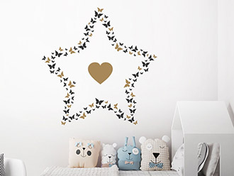 Wandtattoo Schmetterlingsstern mit Herz