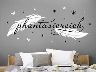 Wandtattoo Phantasiereich mit Federn