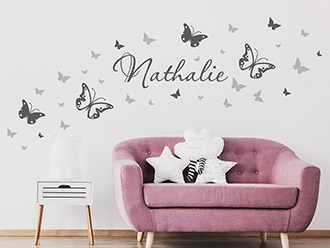Wandtattoo Schmetterlinge mit Name