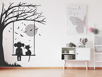 Wandtattoo Baum mit Schaukel
