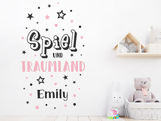 Wandtattoo Spiel und Traumland mit Name
