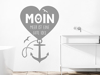 Wandtattoo Moinherz mit Anker