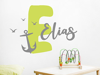 Wandtattoo Name mit Buchstabe und Anker