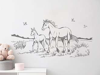 Wandtattoo Pferde auf Koppel | Bild 3