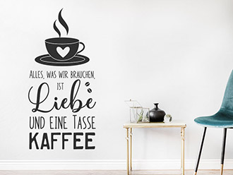 Wandtattoo Liebe und eine Tasse Kaffee