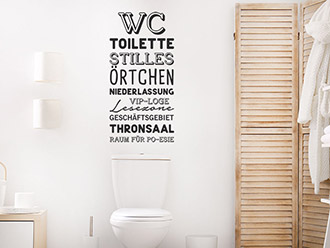 Wandtattoo WC Worte Bad Toilette | WANDTATTOO.DE