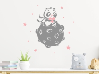 Wandtattoo Süßer Panda im Weltall