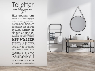 Wandtattoo Wichtige Regeln auf der Toilette