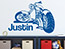 Wandtattoo Cooles Motorrad mit Name