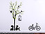 Wandtattoo Baum mit Kindern und Fahrrad