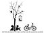 Wandtattoo Baum mit Kindern und Fahrrad Motivansicht