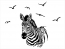Wandtattoo Zebra mit Vogelschwarm Motivansicht
