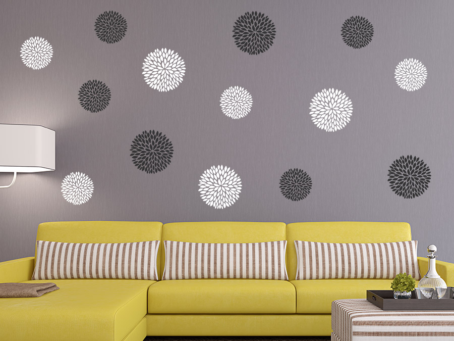 Wandtattoo blumen dekor zweifarbig bei homesticker.de