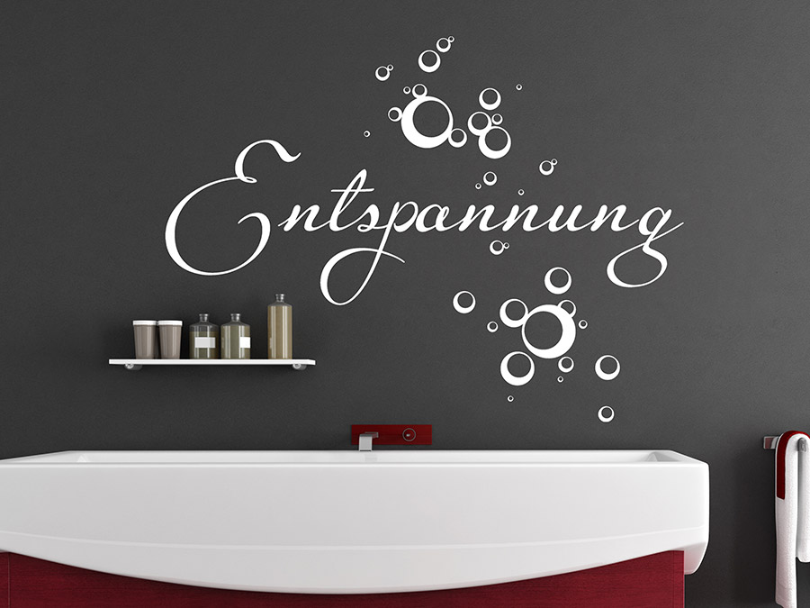 Wandtattoo worte im bad entspannung homesticker.de