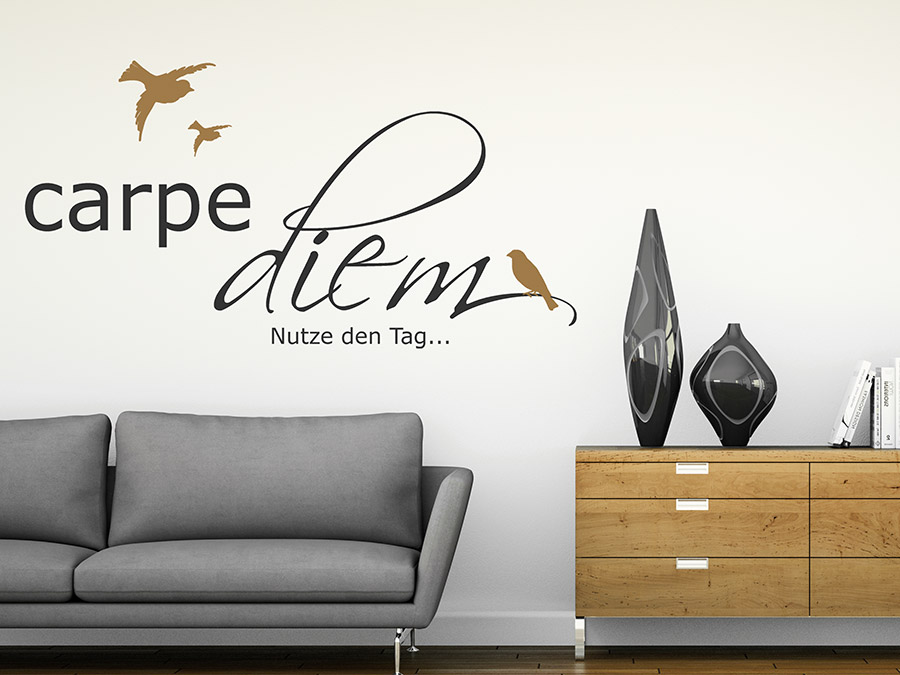 Wandtattoo Carpe Diem mit Vögeln Wandtattoo.de