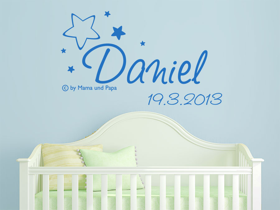 Wandtattoo geburtstag mit name und sternen bei homesticker.de