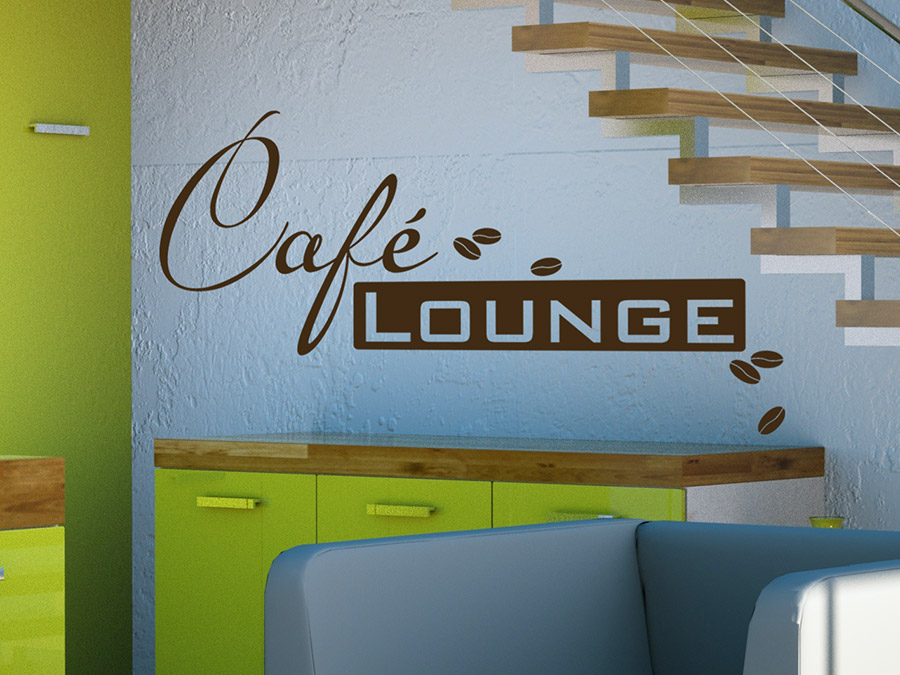Wandtattoo Café Lounge im Retrolook mit Kaffee Bohnen bei