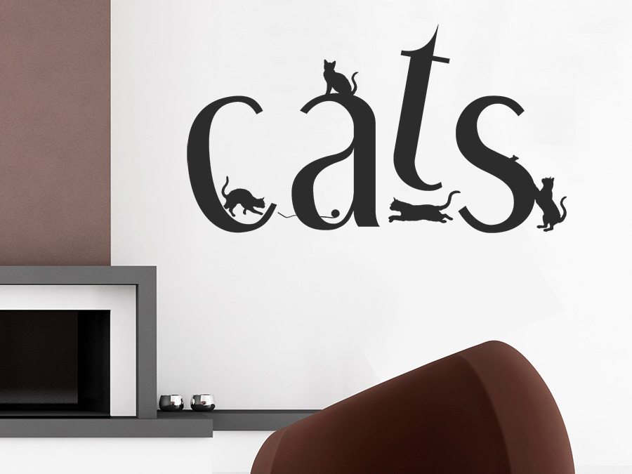 Wandtattoo Cats - Katzen auf Buchstaben | Wandtattoos
