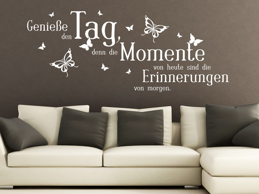 Wandtattoo Geniesse Den Mit Schmetterlingen Wandtattoo De