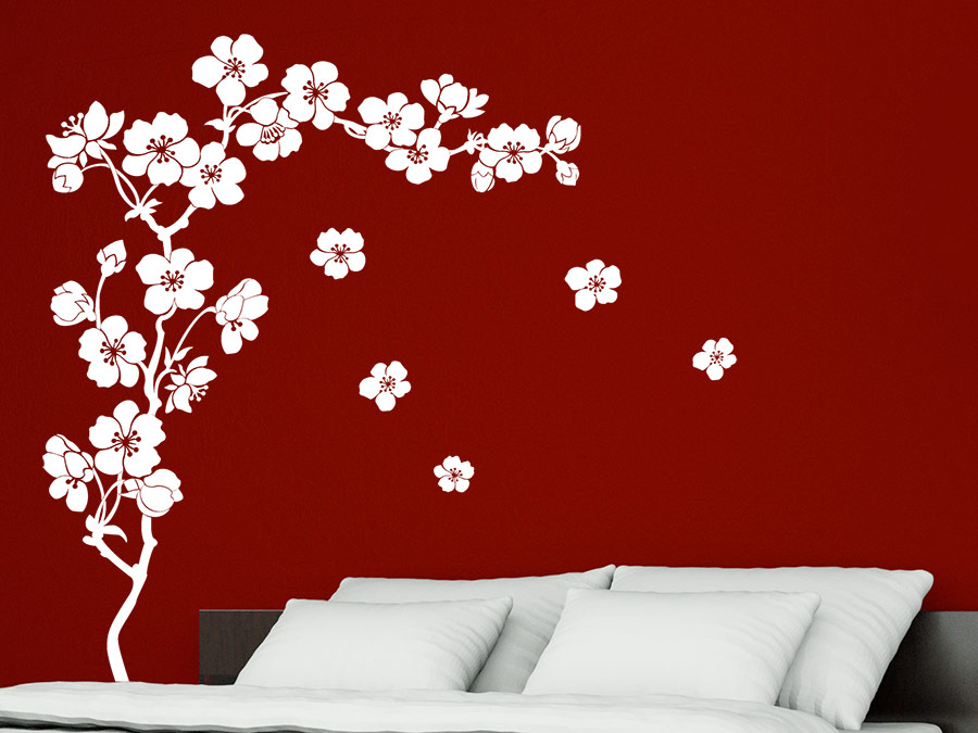 Baum 3 Farben Tattoo 250 Kirschblüten Blumen Wohnzimmer Büro Wandtattoo