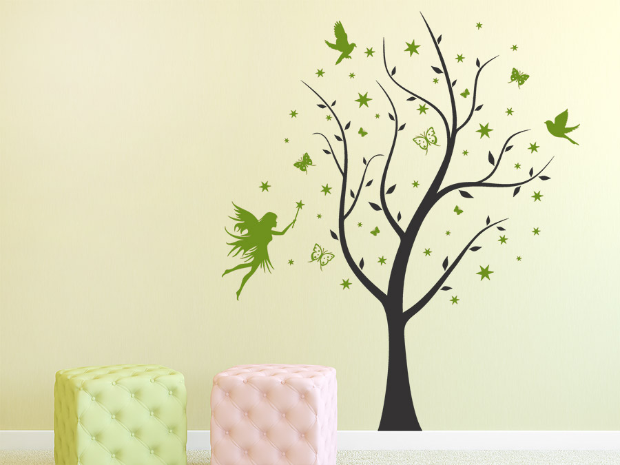 Wandtattoo verzauberter baum mit feen bei homesticker.de