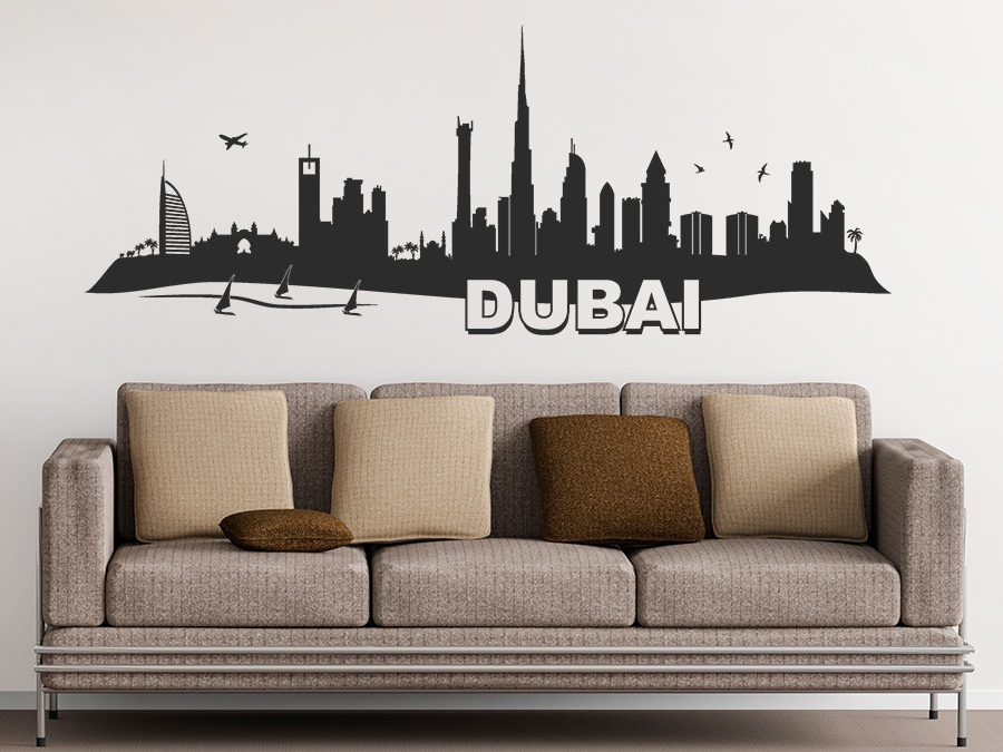 Skyline Dubai Landschaft Wohnzimmer Orient City Stadt Wandaufkleber WandTattoo