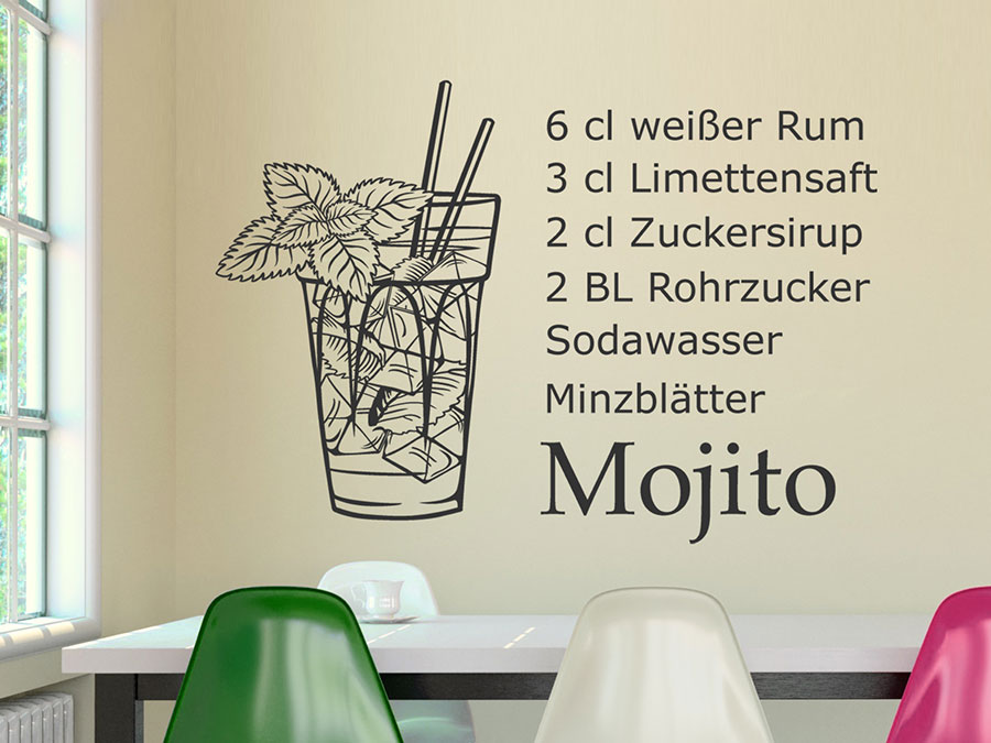 Wandtattoo Cocktailrezepte Mojito
